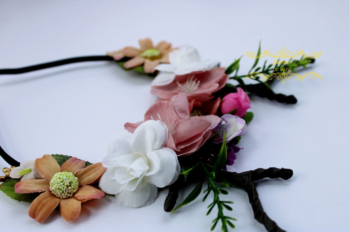 Floral Garden Reindeer Antler Headband , Toddler