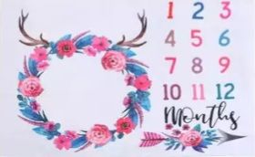 Large Flowers & Antlers Milestone Blanket