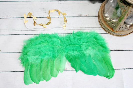 Emerald Green Angel Wings & Headband set