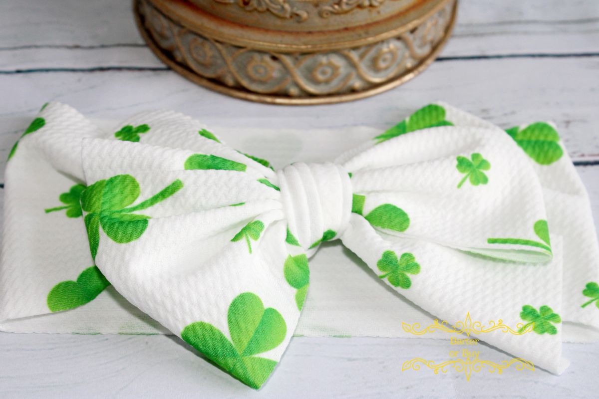 St Patrick's, Clover Inspired Bow Headband , 3t-6