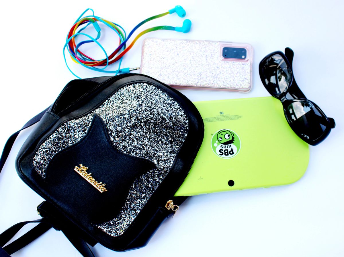 Black Glittered Mini Backpack