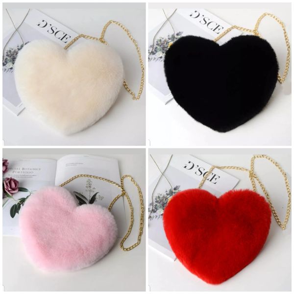 Faux Fur Red Heart Purse