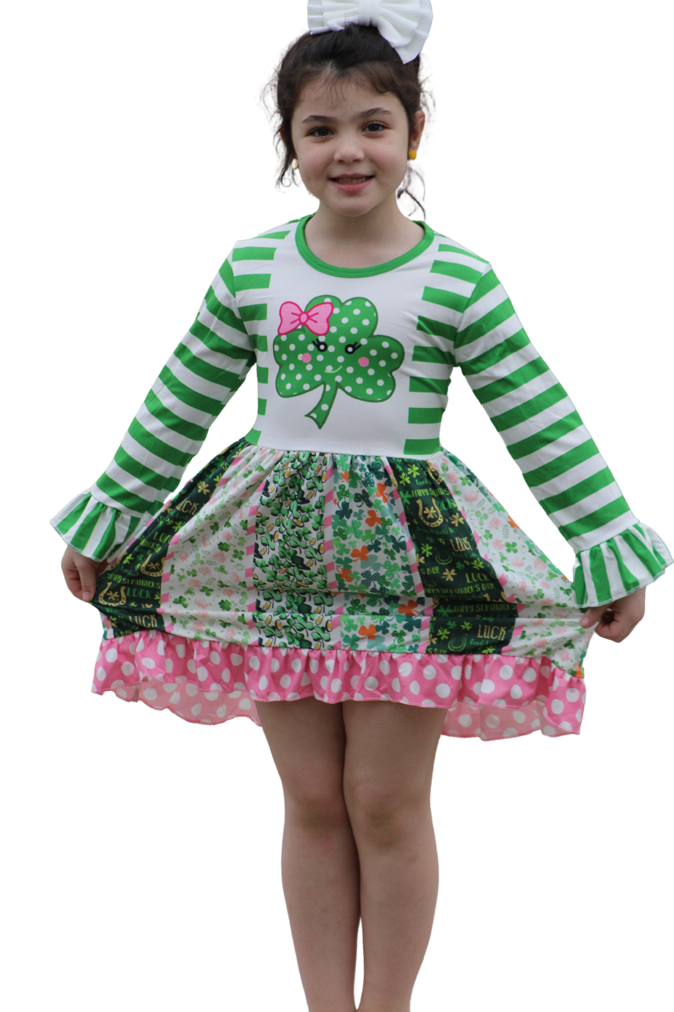 Girls St Patricks Day Large Clover Dress