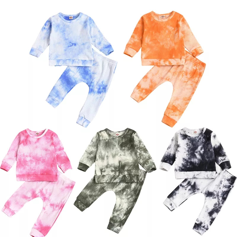 Tie Dye Ribbed Thin Shirt & Pant Set