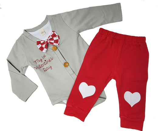 Boys 3pc Cardigan Valentines Outfit