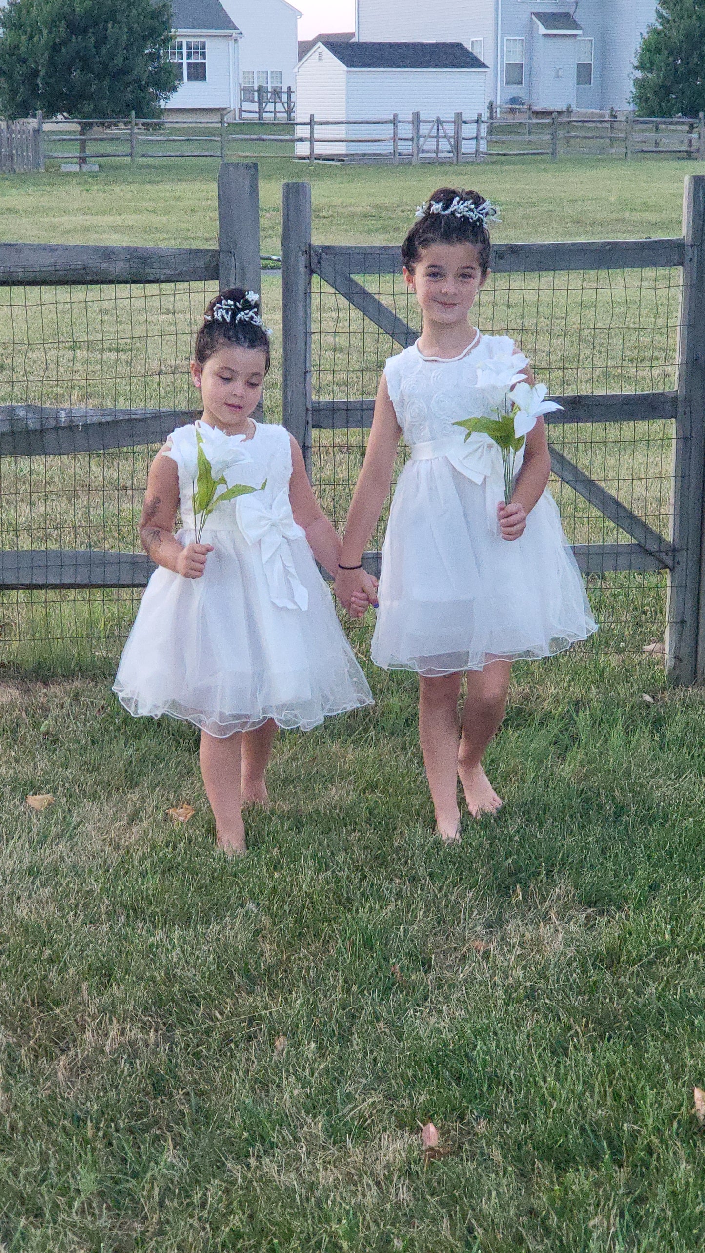 Girls Bright White Tulle Flower Girl Dress