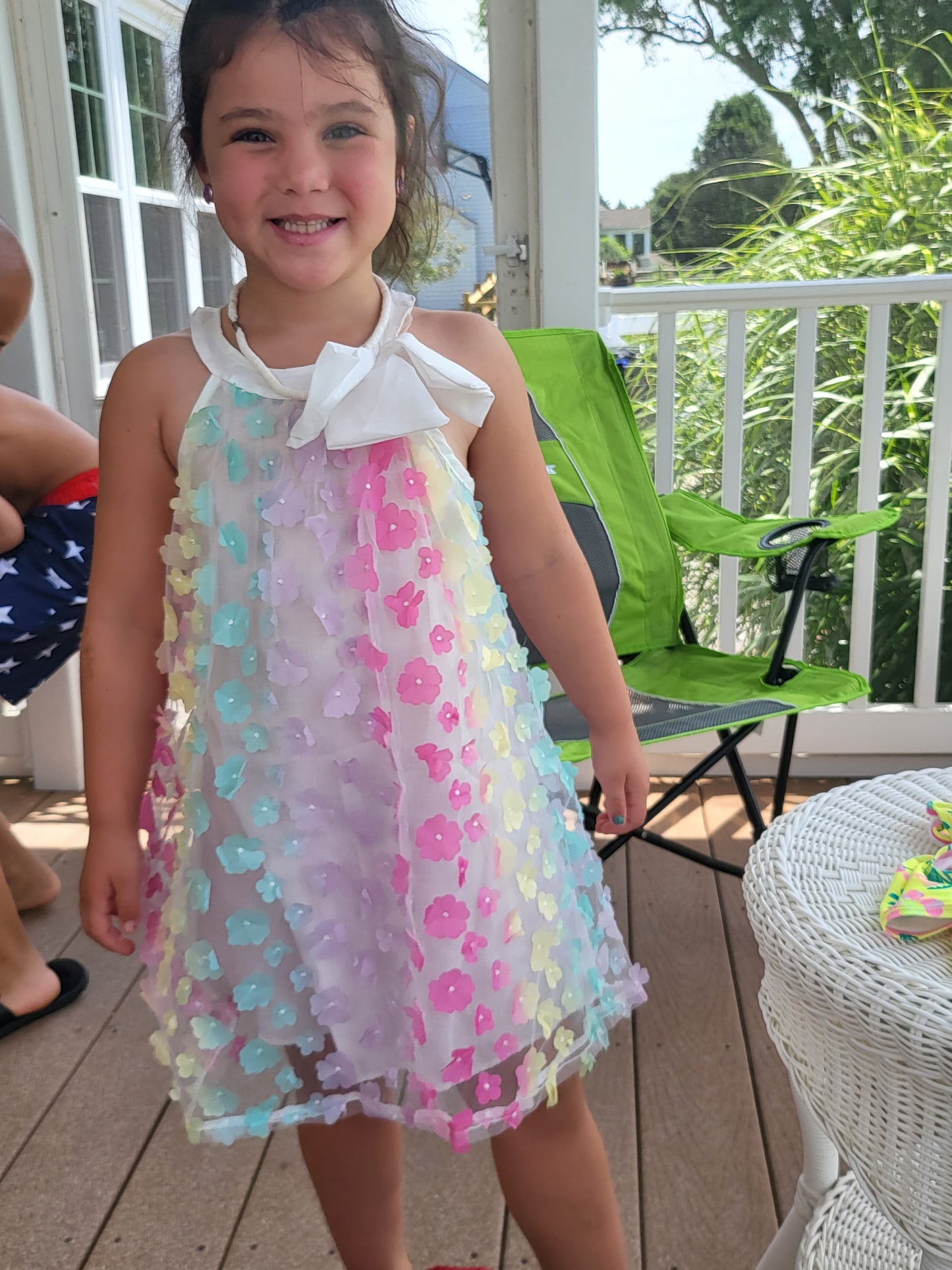 Girls Rainbow Drops of Paisleys Big Bow Dress