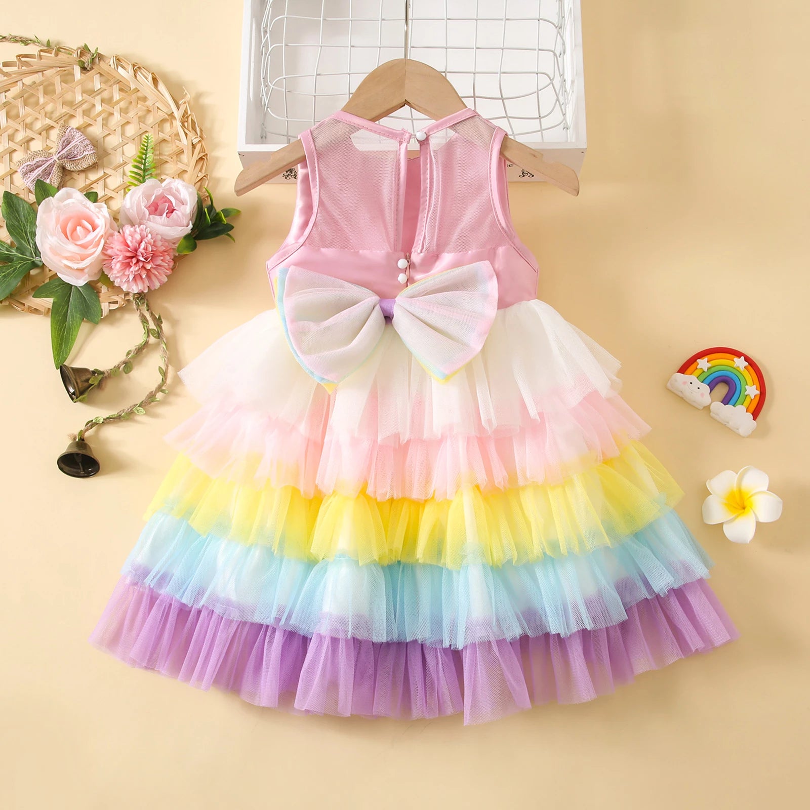 Girls Pastel Rainbow Layered Dress Bnxtkids Girls Pastel Rainbow Layered Dress Bnxtkids