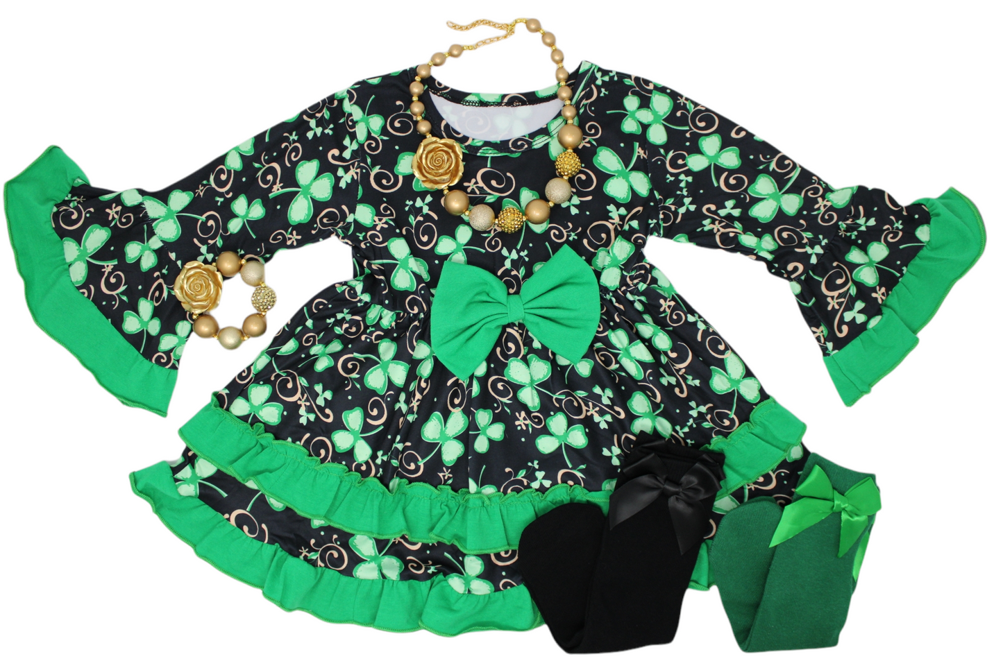 Girls darkened clover, sassy lass, St Patrick's day dress