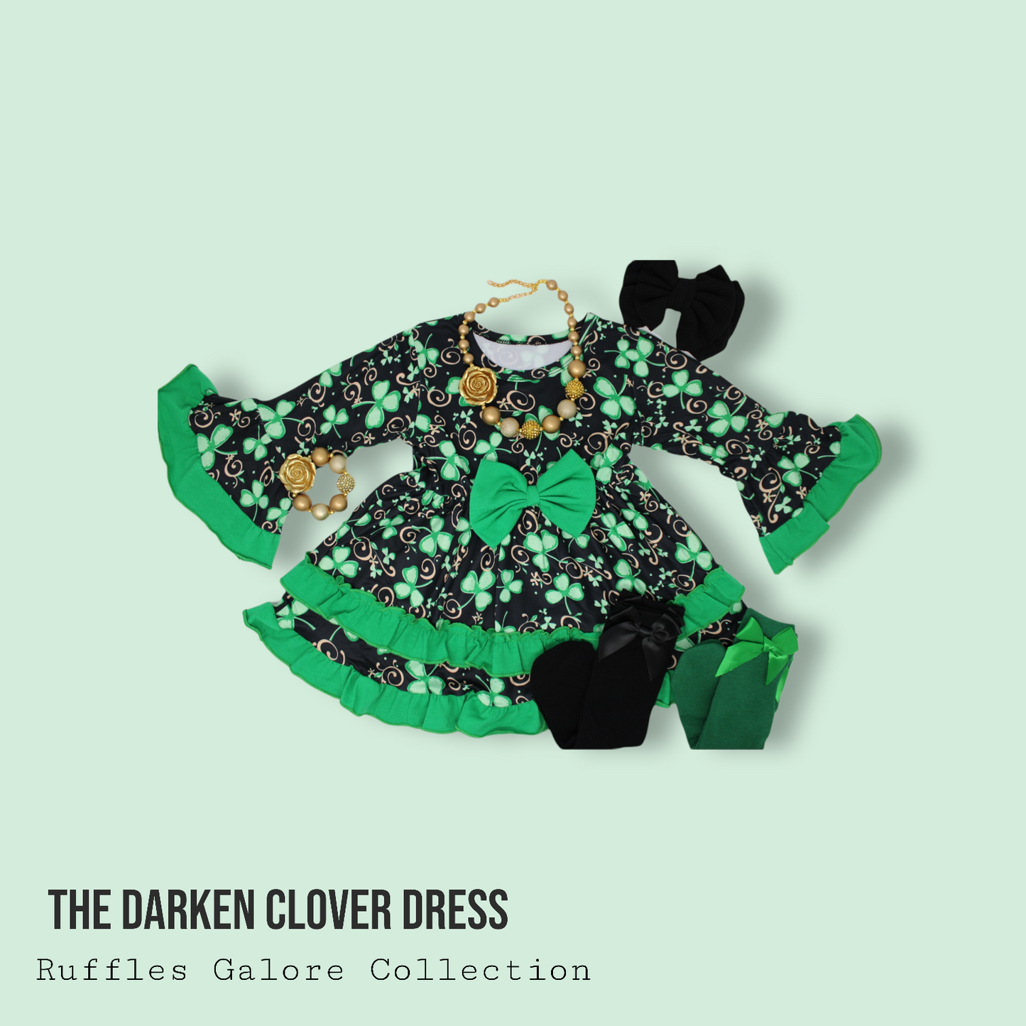 Girls darkened clover, sassy lass, St Patrick's day dress