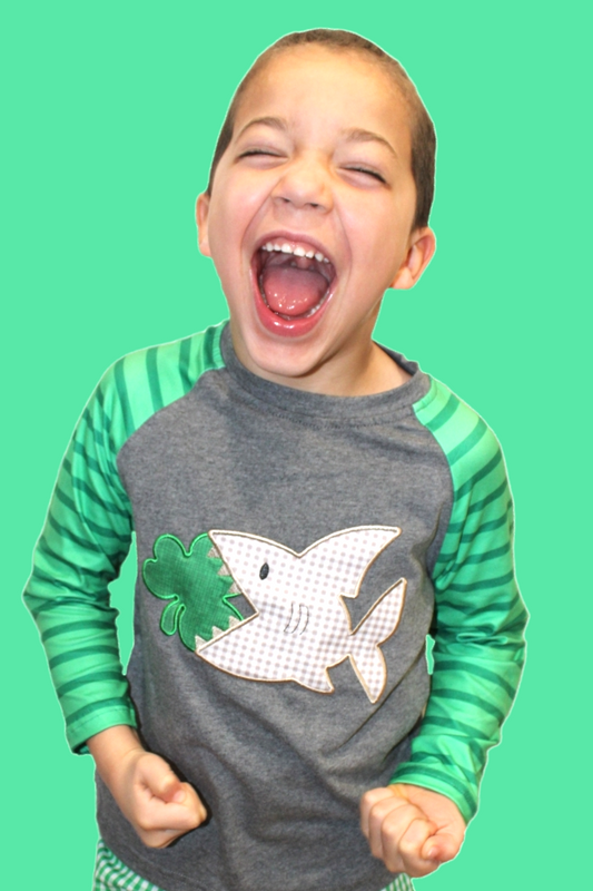 Boys Shark Bite Clover St Patricks Day, Shirt Top