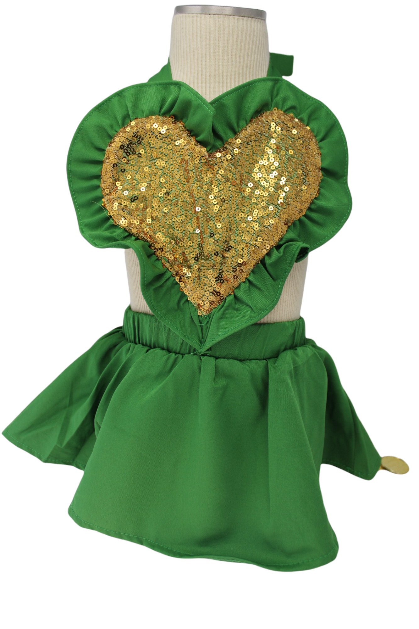 Girls Holiday St Patricks, Ruffled Golden Heart Romper