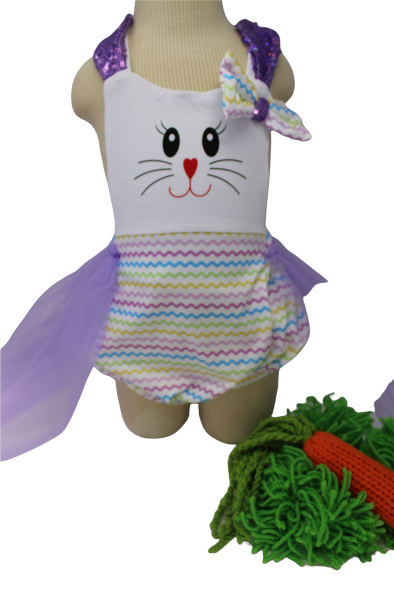 Zig Zag Easter Bunny, Tulle skirted Romper