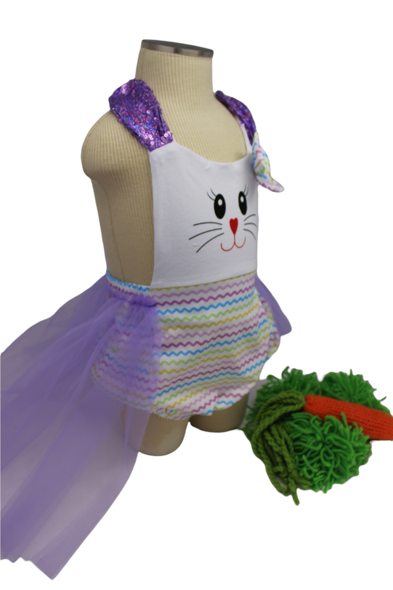 Zig Zag Easter Bunny, Tulle skirted Romper