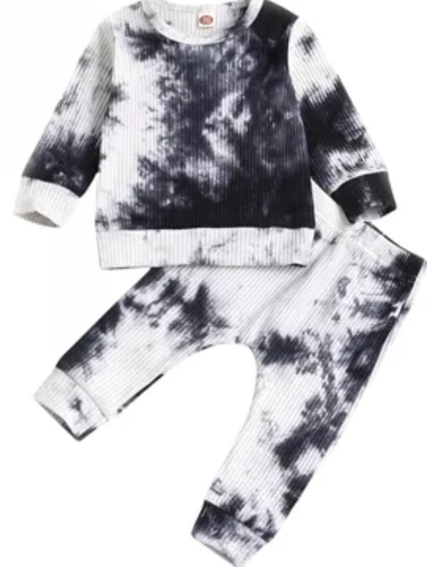 Tie Dye Ribbed Thin Shirt & Pant Set