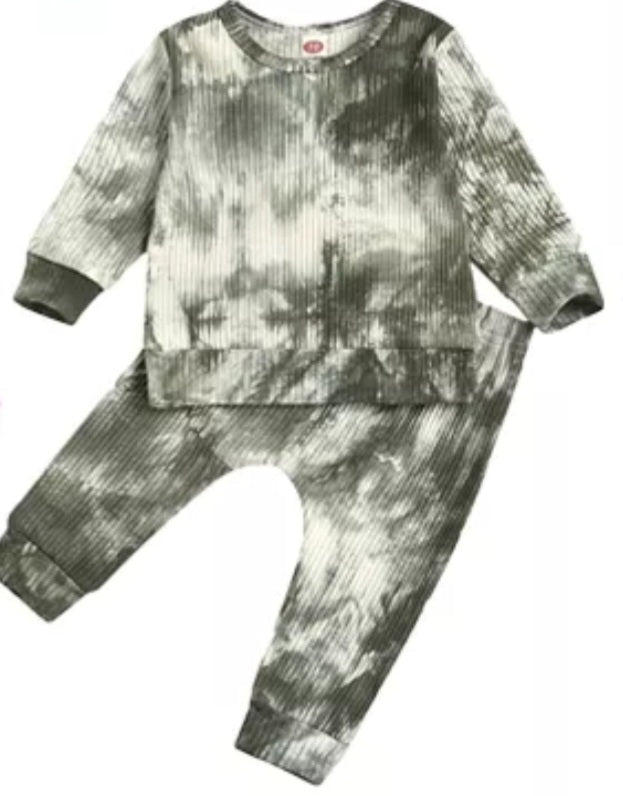 Tie Dye Ribbed Thin Shirt & Pant Set