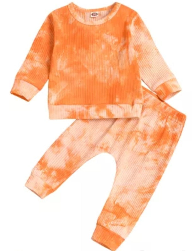 Tie Dye Ribbed Thin Shirt & Pant Set