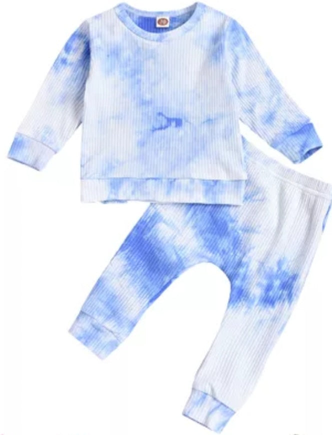 Tie Dye Ribbed Thin Shirt & Pant Set