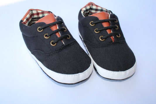 Black Canvas Soft Sole Crib Shoes