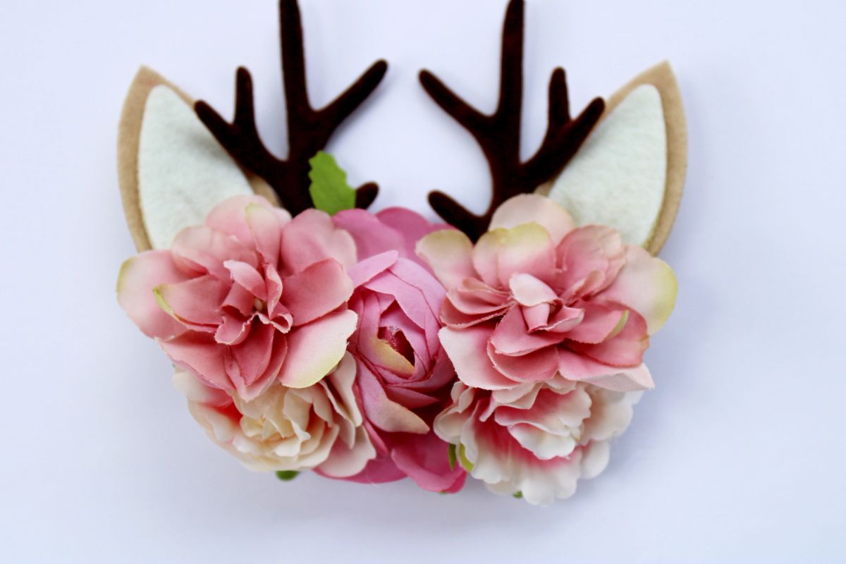 Small Floral Reindeer on Nylon Headband