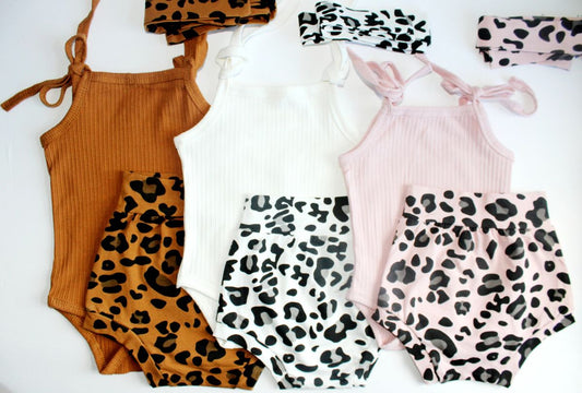 Girls 3Pc Moo Print, Ribbed Onesie &High Waist Bummie Set