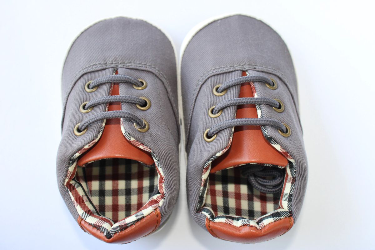 Grey Canvas Soft Crib Shoes