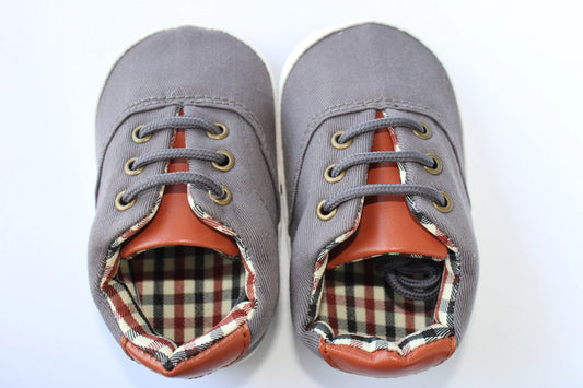Grey Canvas Soft Crib Shoes