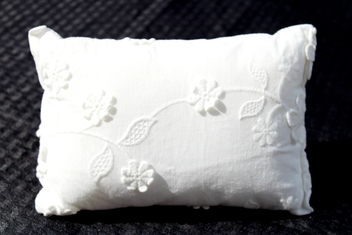 White Floral Embroidery Newborn Pillow Prop