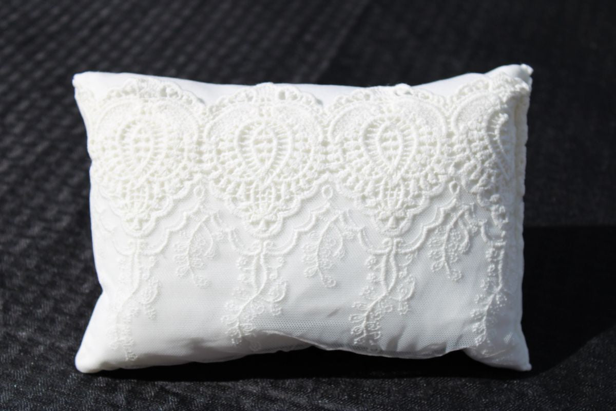 White Teardrop Laced Newborn Pillow Prop