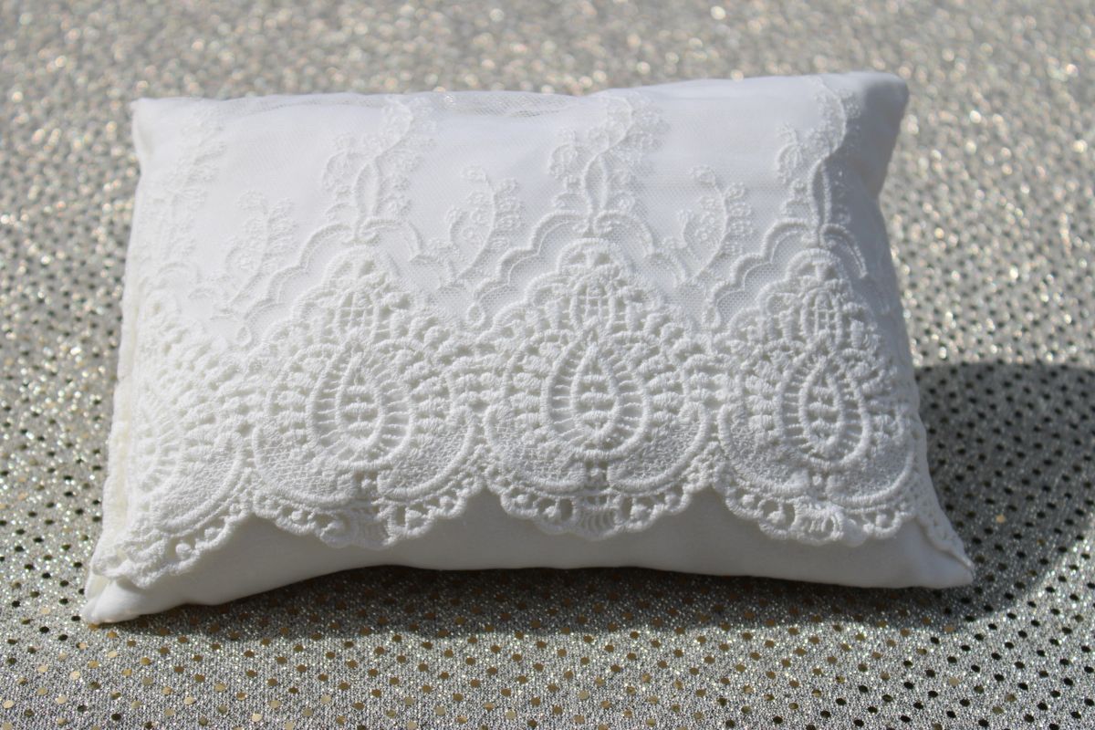 White Teardrop Laced Newborn Pillow Prop