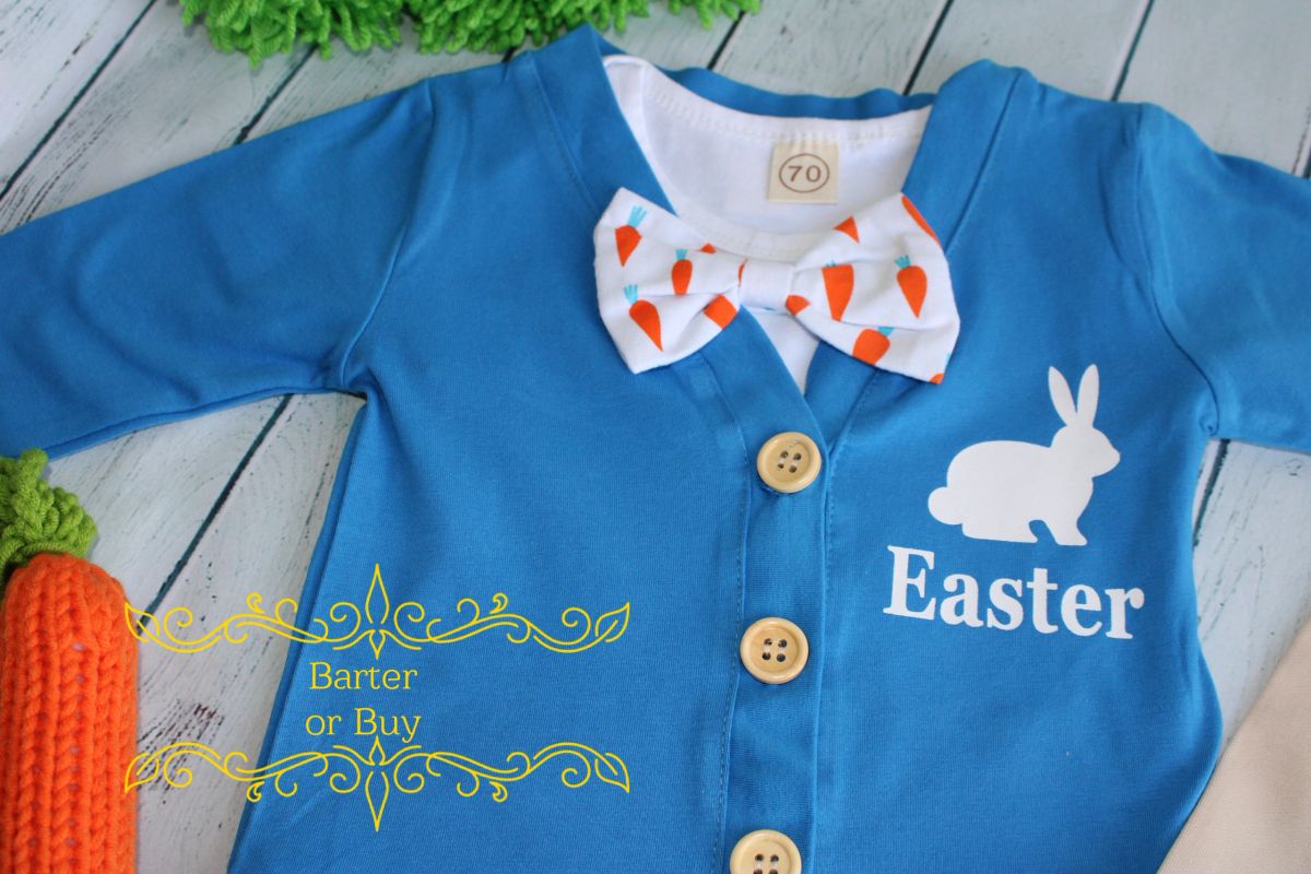 Boys 3 pc Bunny & Carrots Easter Outfit