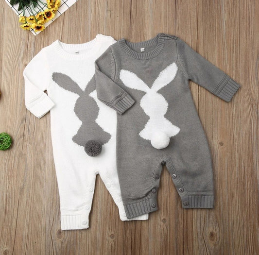 Boy or Girls, Long Sleeved Bunny Romper Outfit