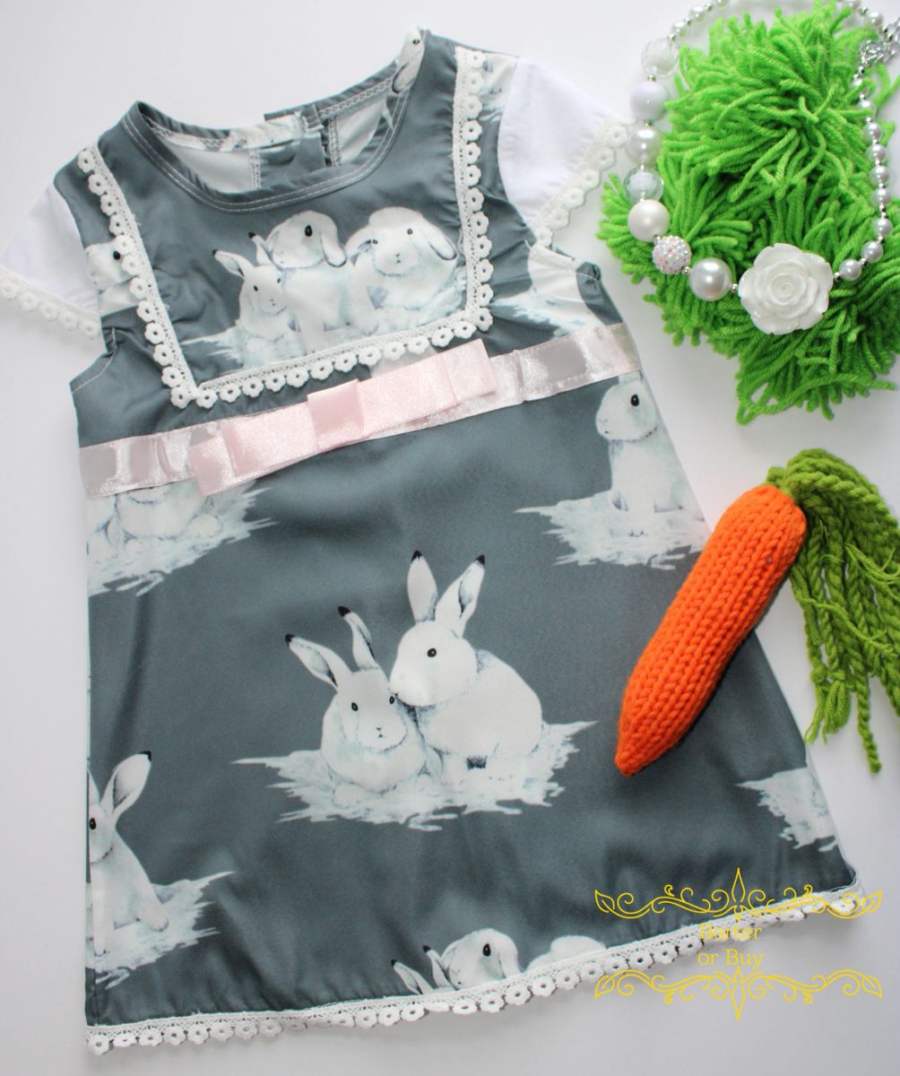 Easter Bunny Large Print Button up Dress