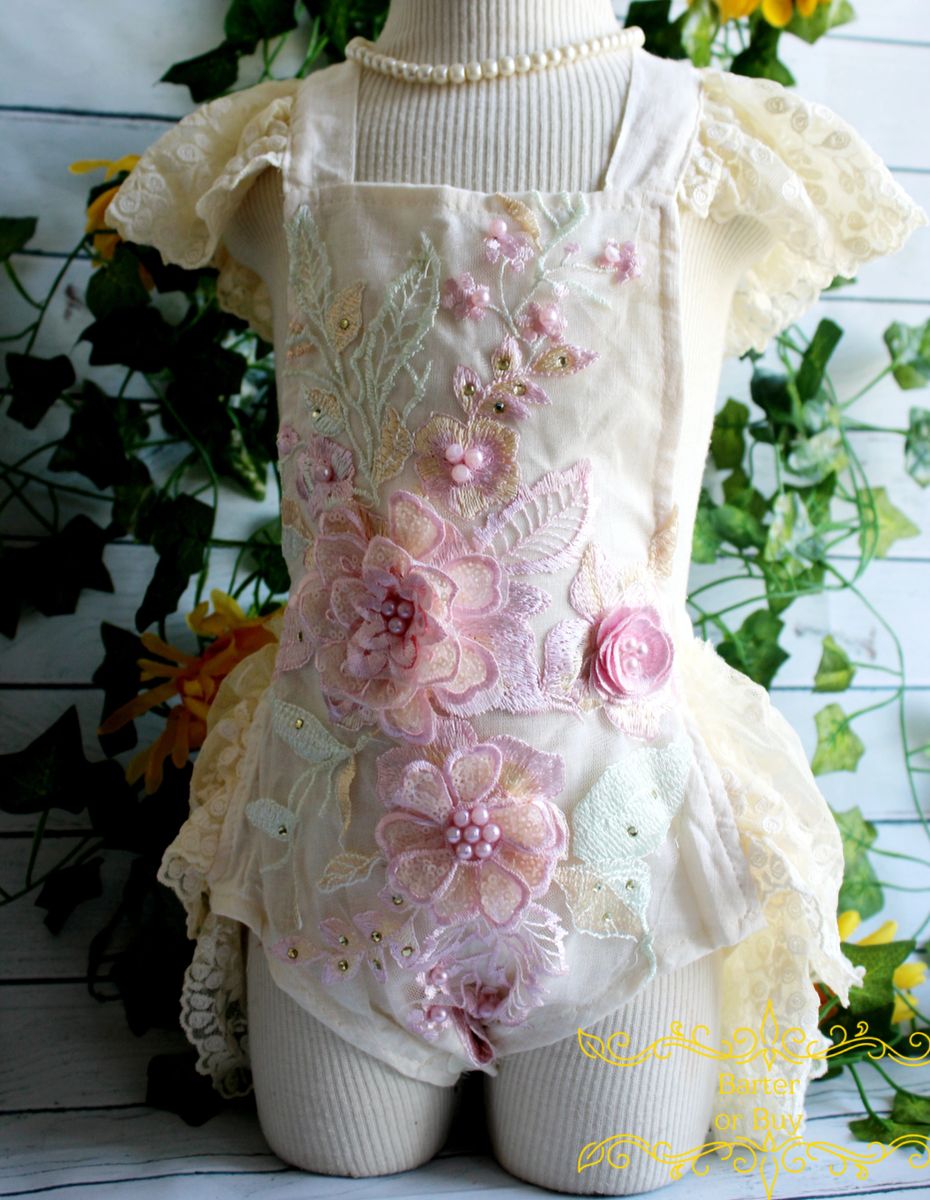 Cherry Blossom, Ivory Laced Romper