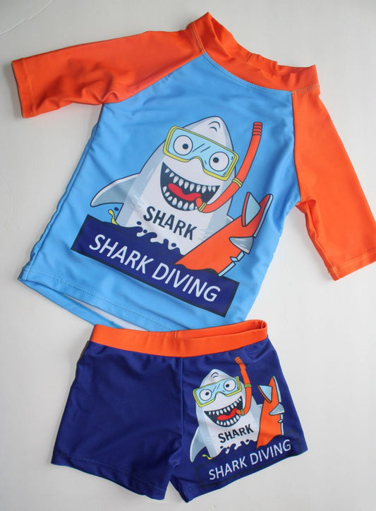 2pc "Shark Diving" Swim Suit