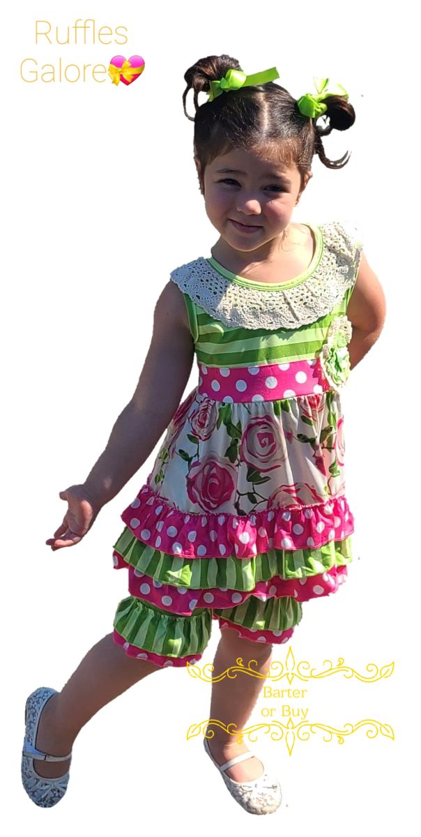 Rosy Ruffles Galore, 2 pc Girls Outfit