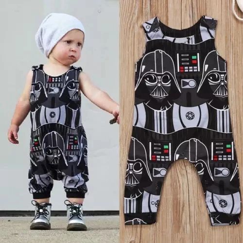 Darth Vader Printed Boys Overall Romper