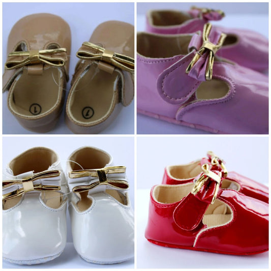 Patent Leather Bow Crib Shoes