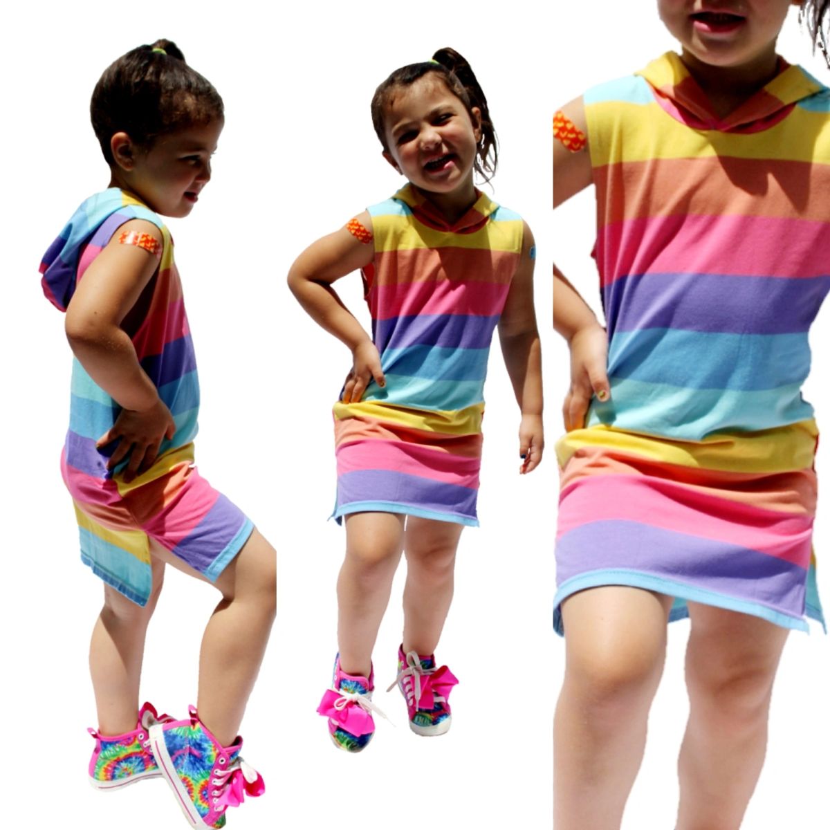 Rainbow Hooded Tshirt Dress