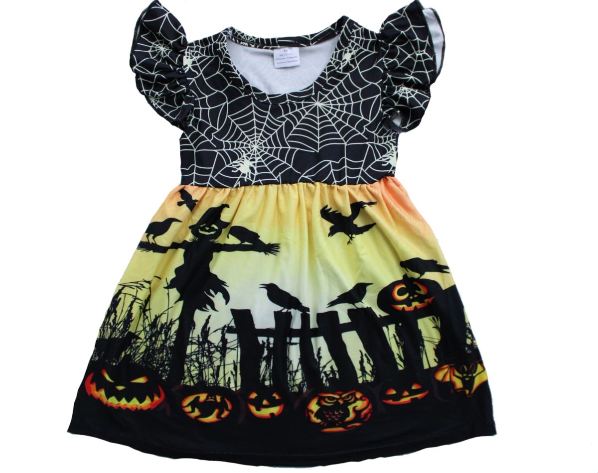 Spiderweb & Pumpkins Twirly Dress