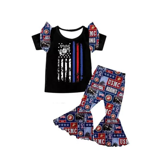 Marine Pride, 2pc, Ruffle & Bell Bottom Set, USMC