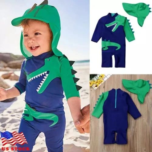 Boys Blue & Green Alligator Swim Suit