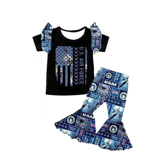 Air Force Pride, 2pc, Ruffle & Bell Bottom Set