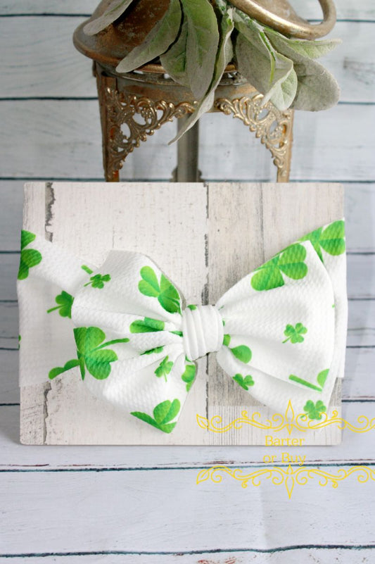 St Patrick's, Clover Inspired Bow Headband , 3t-6