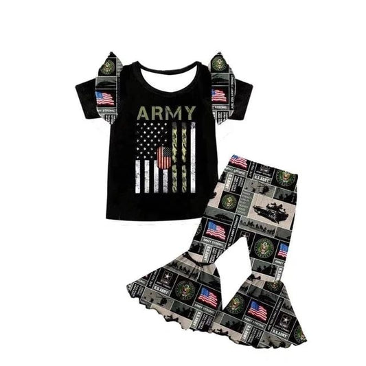 Army Pride, 2pc, Ruffle & Bell Bottom Set