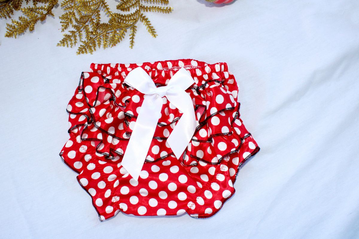 Red & White Dots Ruffle Bottoms