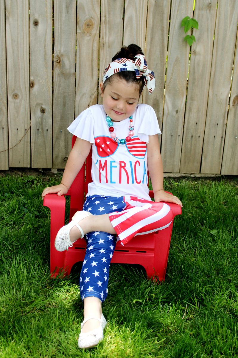 Girls 2pcs America, 4th of July Outfit