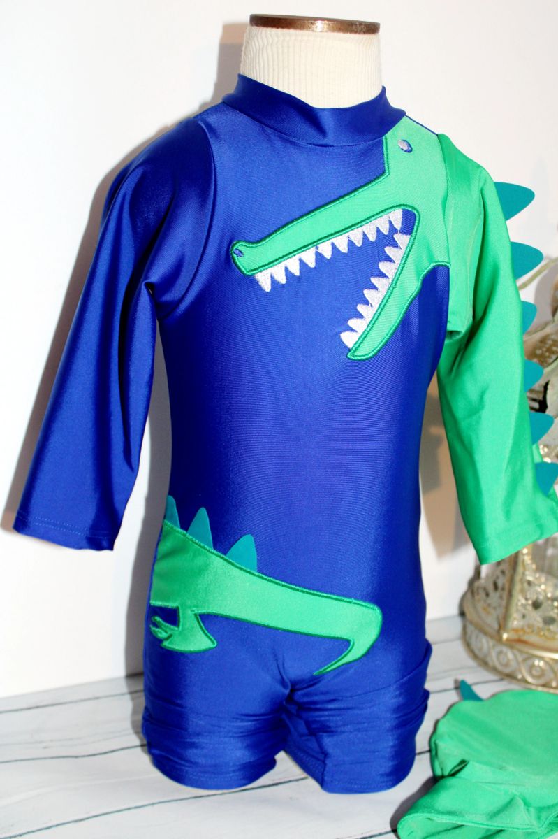 Boys Blue & Green Alligator Swim Suit