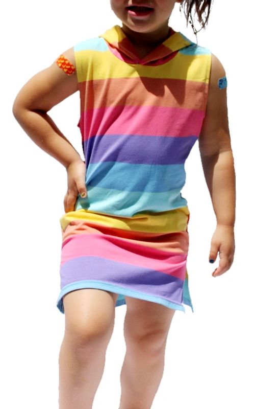 Rainbow Hooded Tshirt Dress