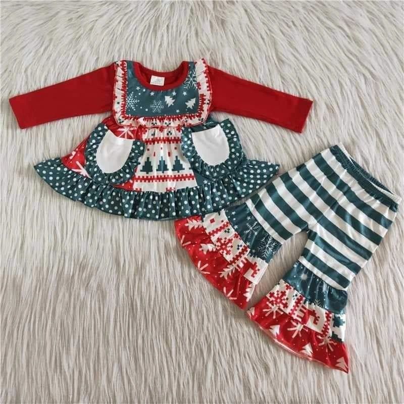 Blissful Winter, Ruffles Galore, 2 pc Outfit Christmas